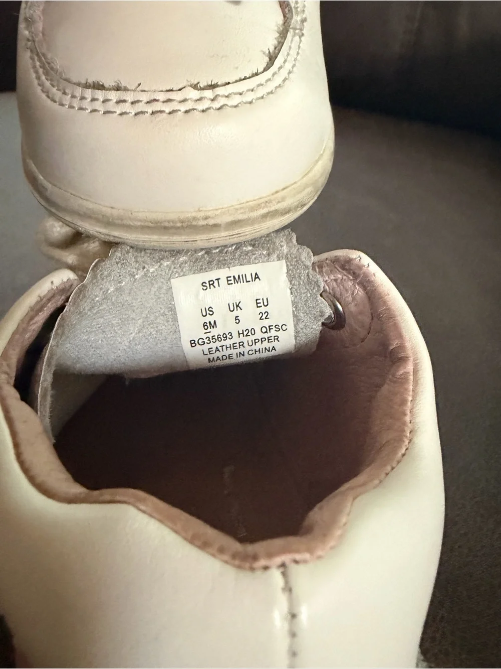 Stride Rite White Toddler Lace-Up Shoes with Pink Floral Embroidery